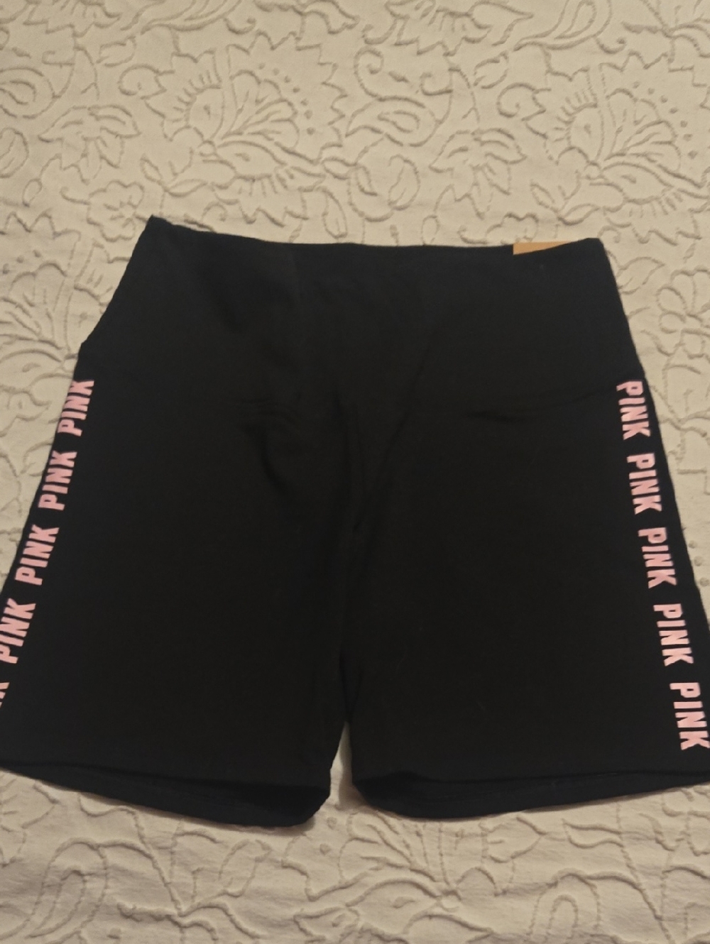 PINK Victoria's Secret Black Shorts with Pink Logo Trim